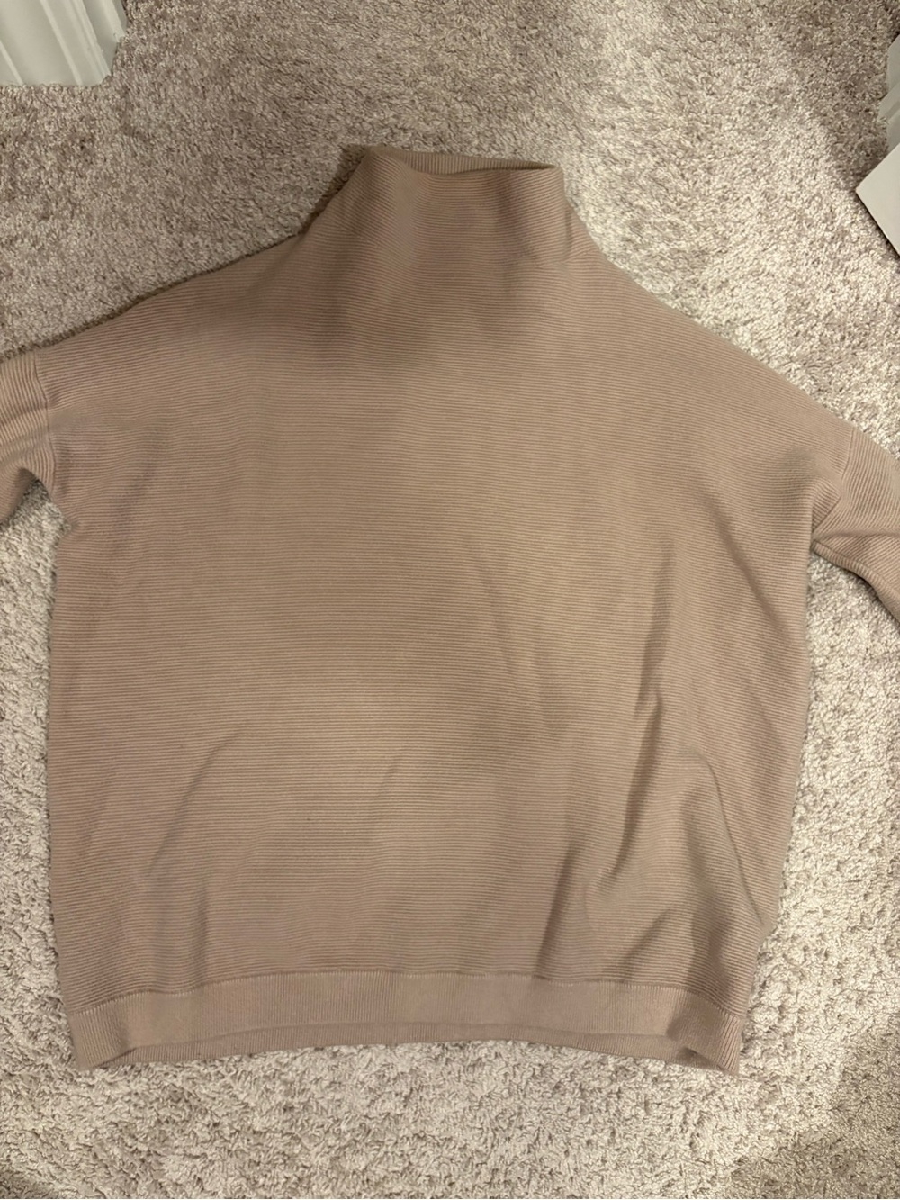 Mock Neck Relaxed Sweater in Beige